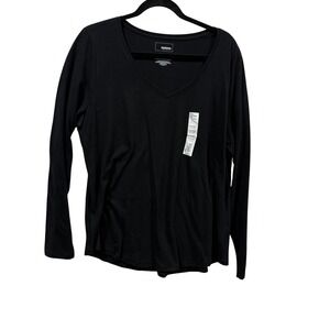 SONOMA Goods for Life Womens Black Long Sleeve V Neck The Everyday Tee Size L